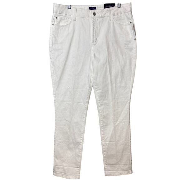 NYDJ White Denim Jeans Lift Tuck Technology Straight Cut Mid Rise Size 14 NWT - Picture 2 of 9